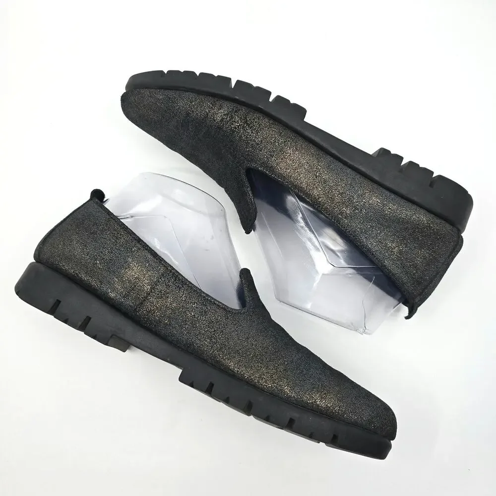 The Flexx Plush Loafers Slip On Flat Shoes Bronze/Black Metalic WMNS Size US 7.5
